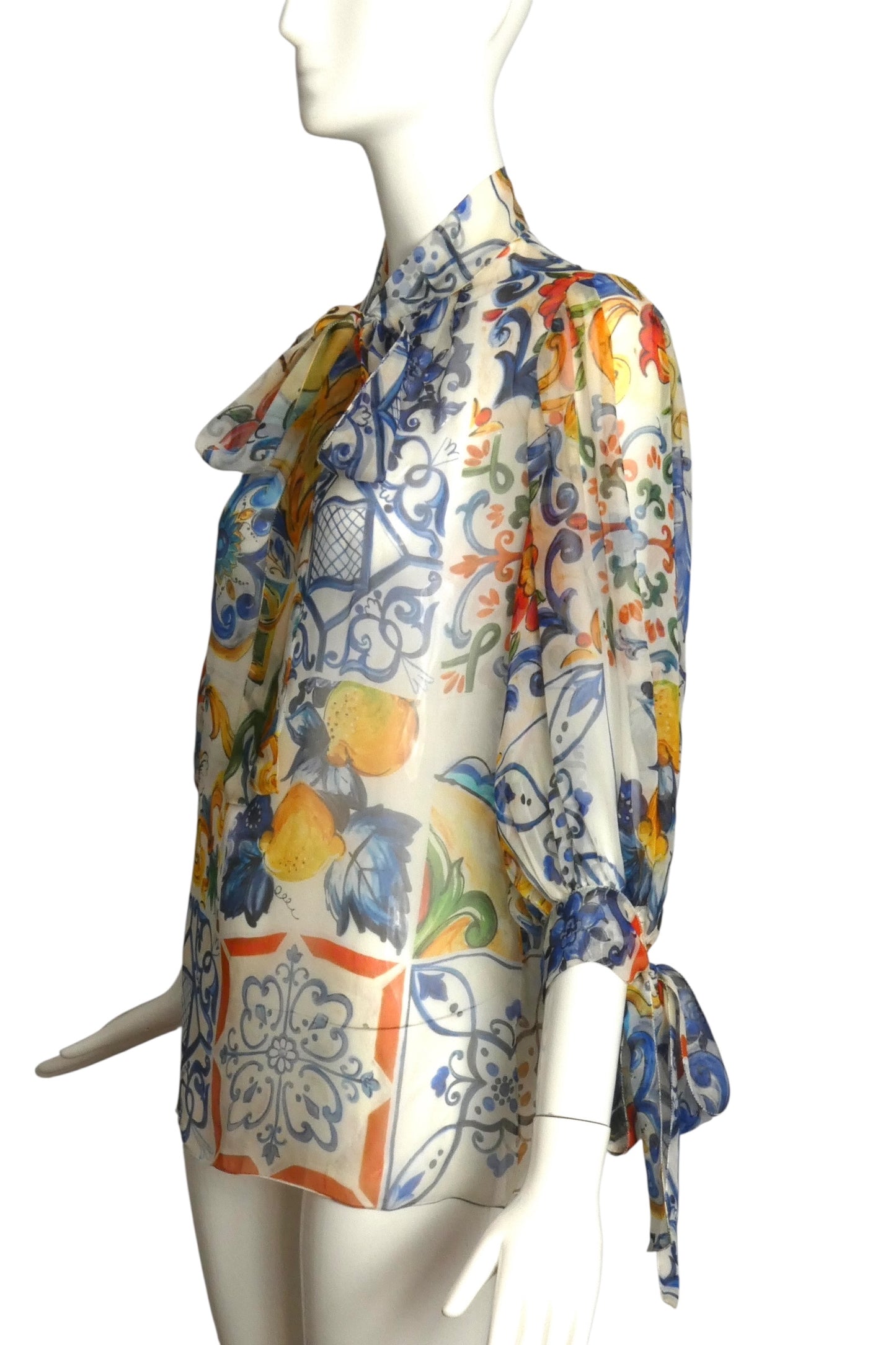 DOLCE & GABBANA- Floral Print Chiffon Blouse, Size 4