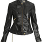 CHEAP & CHIC MOSCHINO- NWT Black Ruffle Leather Jacket, Size 6