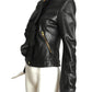 CHEAP & CHIC MOSCHINO- NWT Black Ruffle Leather Jacket, Size 6