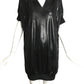 CHEAP & CHIC MOSCHINO- Black Textured Knit Hoodie Tunic, Size 10