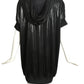 CHEAP & CHIC MOSCHINO- Black Textured Knit Hoodie Tunic, Size 10