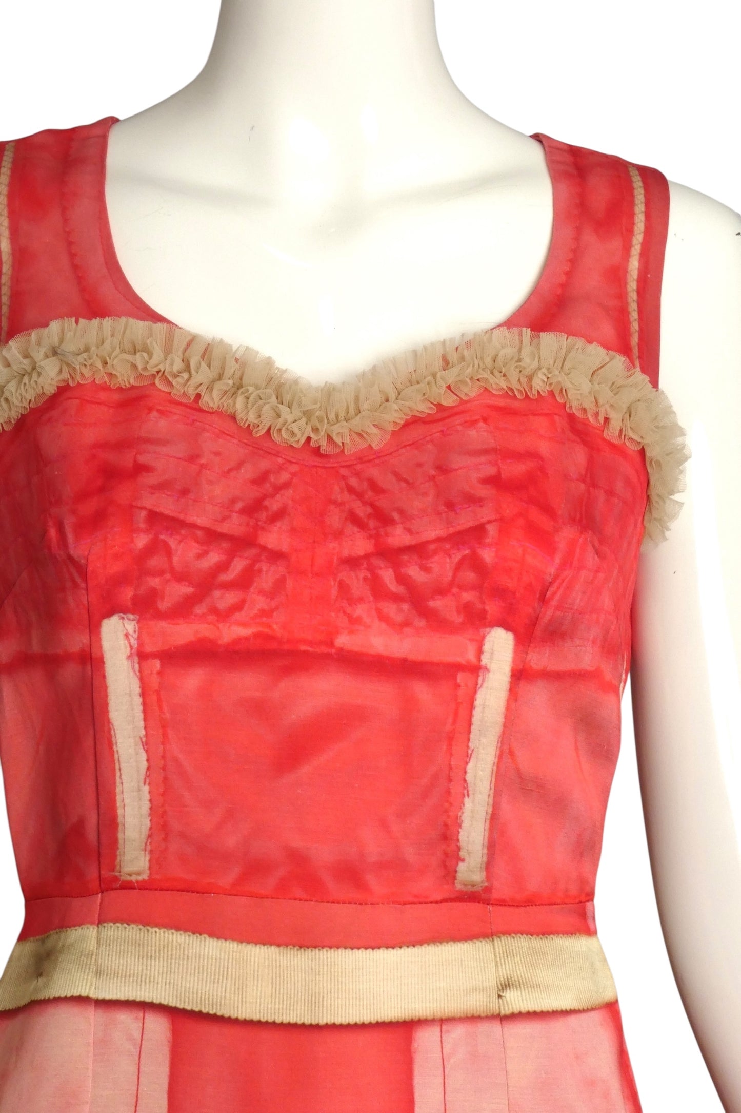 MOSCHINO COUTURE- 2021 Red/Pink Inside Out Print Dress, Size 4