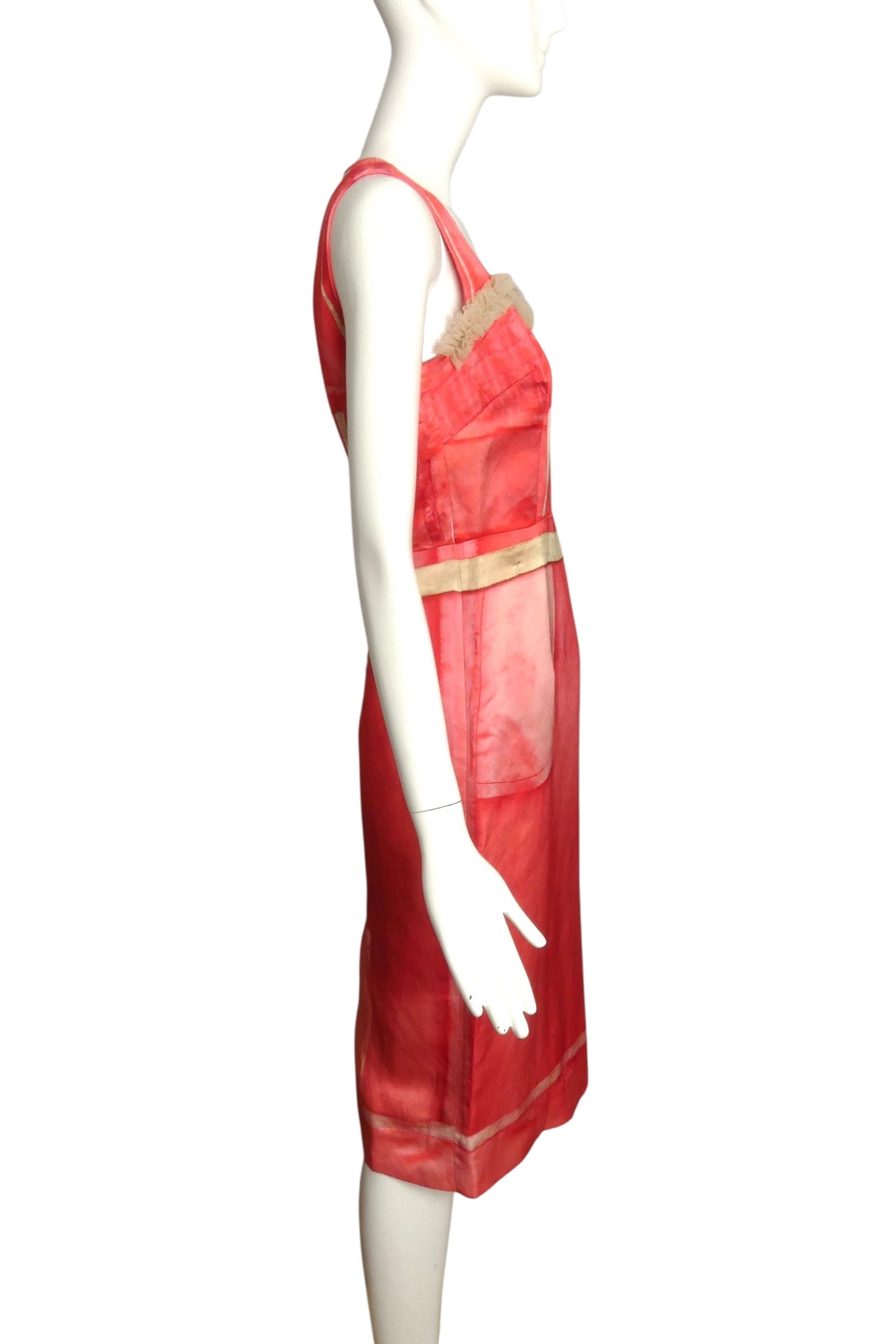 MOSCHINO COUTURE- 2021 Red/Pink Inside Out Print Dress, Size 4