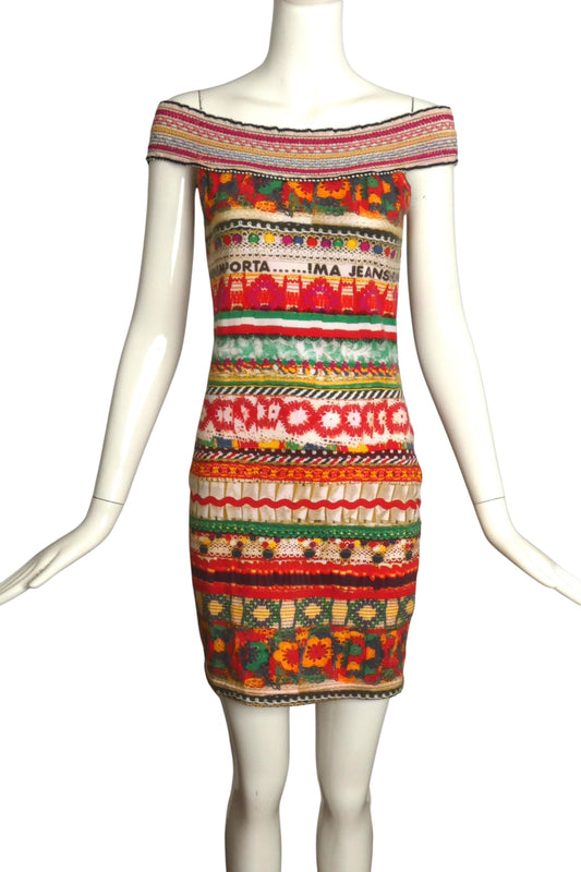 MOSCHINO JEANS- 1990s Printed Cotton Knit Dress, Size 12