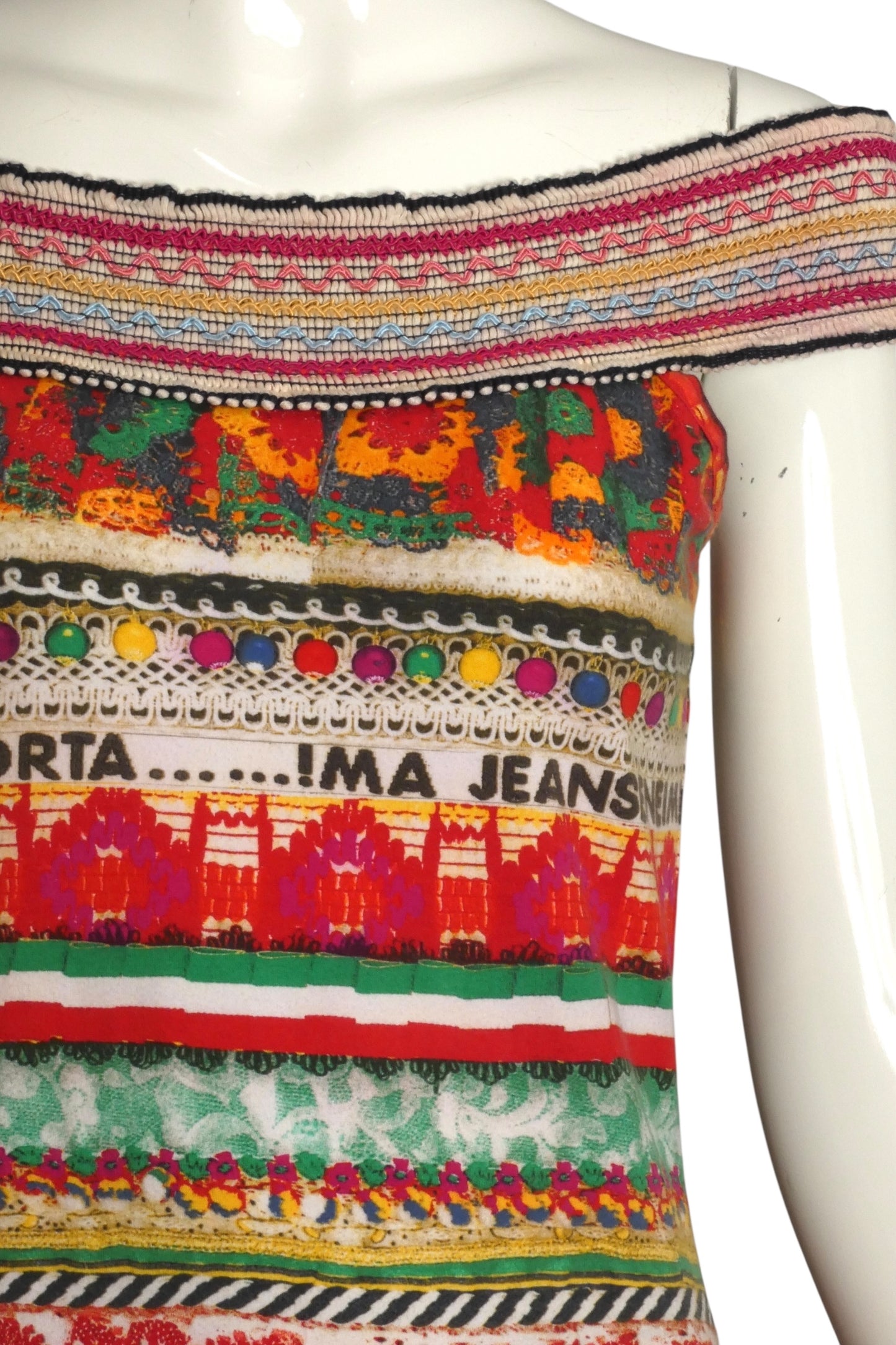 MOSCHINO JEANS- 1990s Printed Cotton Knit Dress, Size 12