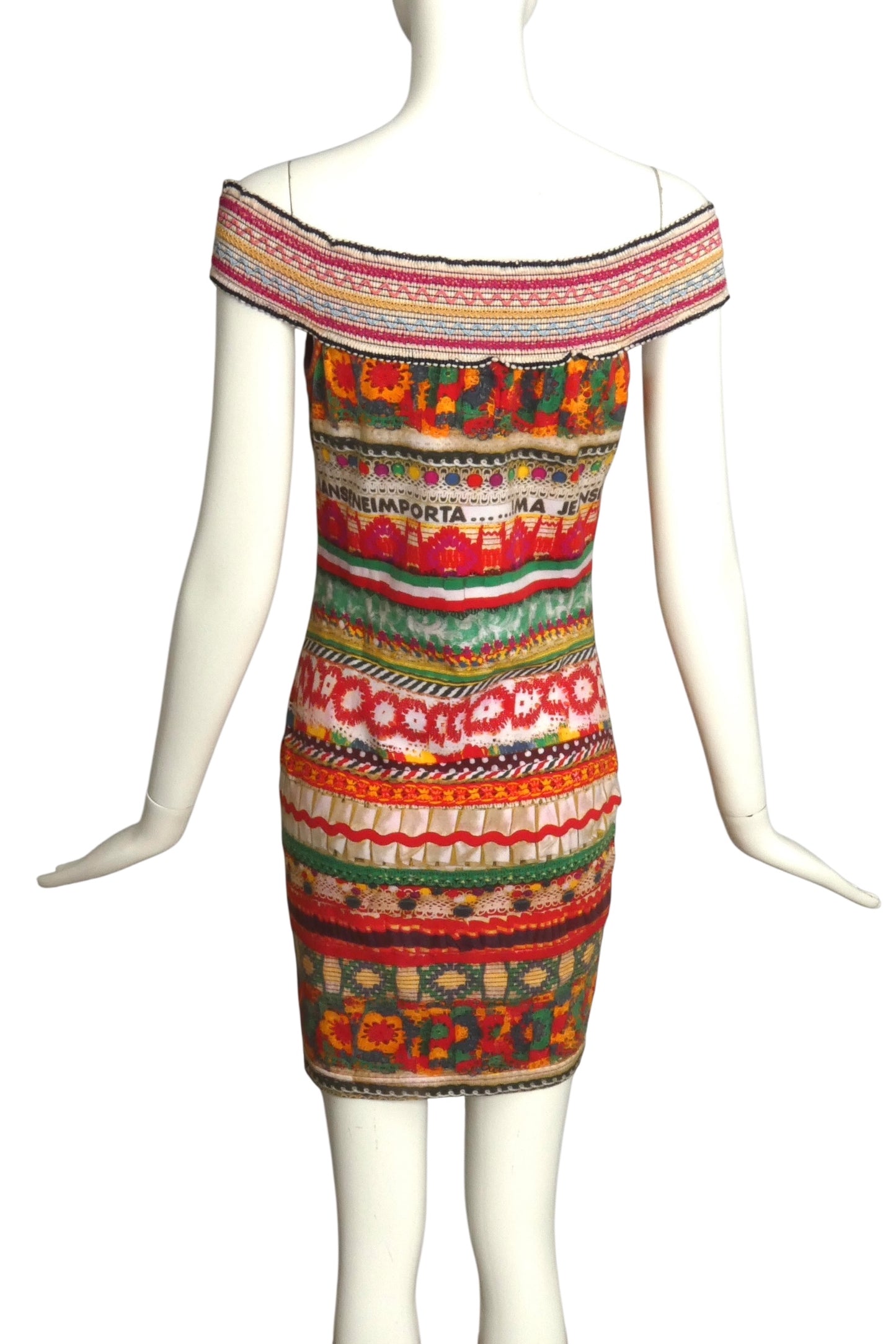 MOSCHINO JEANS- 1990s Printed Cotton Knit Dress, Size 12