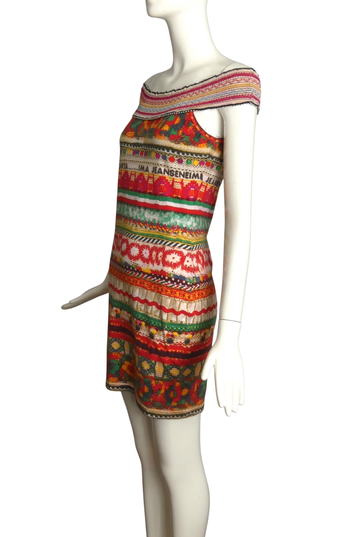 MOSCHINO JEANS- 1990s Printed Cotton Knit Dress, Size 12