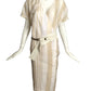 GIANNI VERSACE- 1984 Tan & Ivory Stripe Linen Dress, Size 8