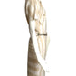 GIANNI VERSACE- 1984 Tan & Ivory Stripe Linen Dress, Size 8
