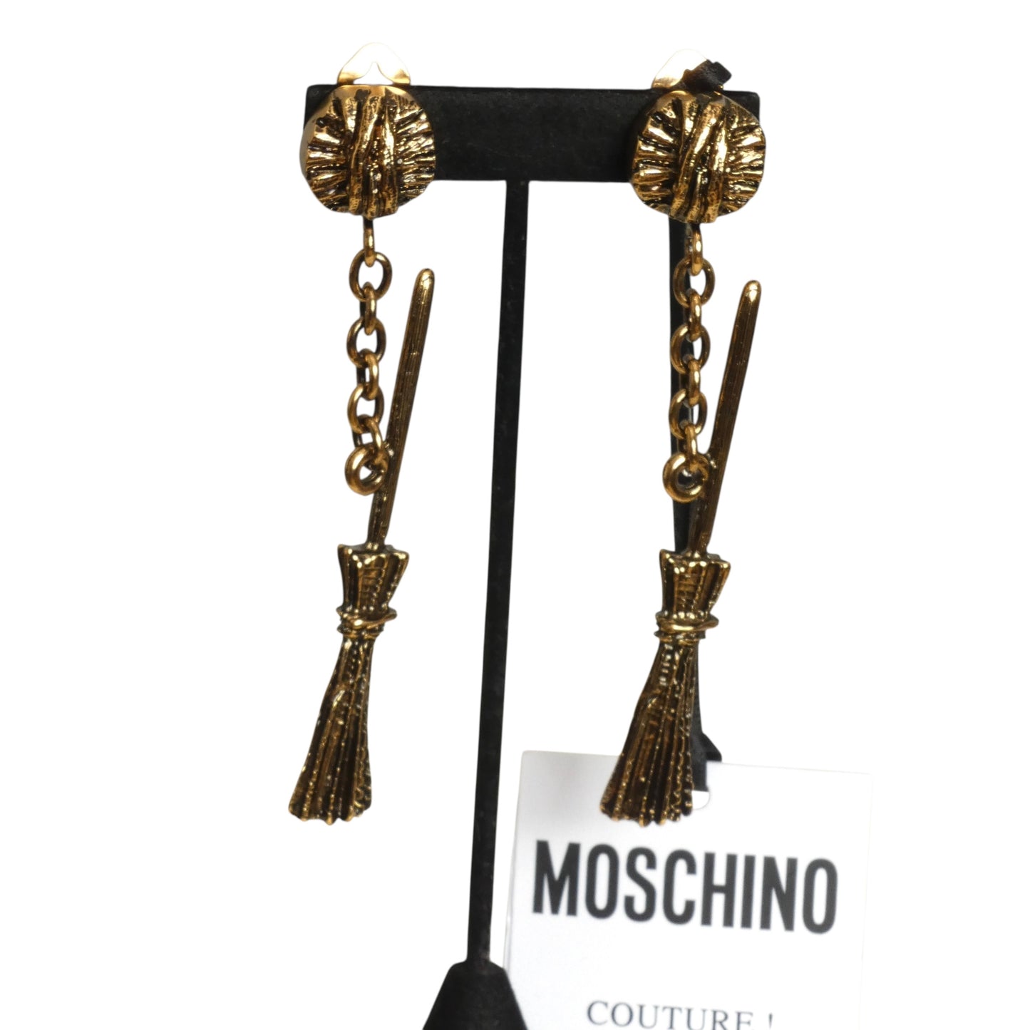 MOSCHINO- NWT 2020 Gold Broomstick Earrings