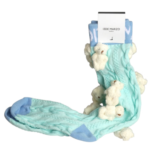 13DE MARZO- NWT Turquoise Teddy Bear Socks, One Size