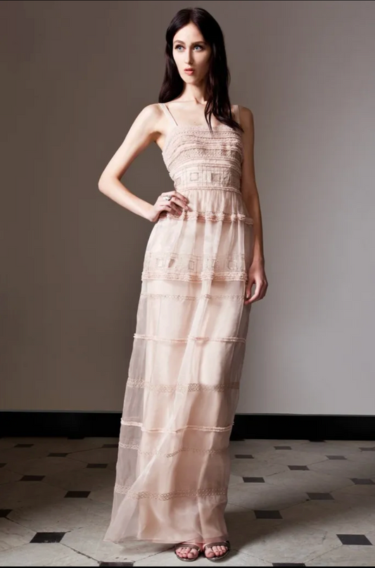 TEMPERLEY- NWT 2014 Pink Ruffled Organza Gown, Size 4