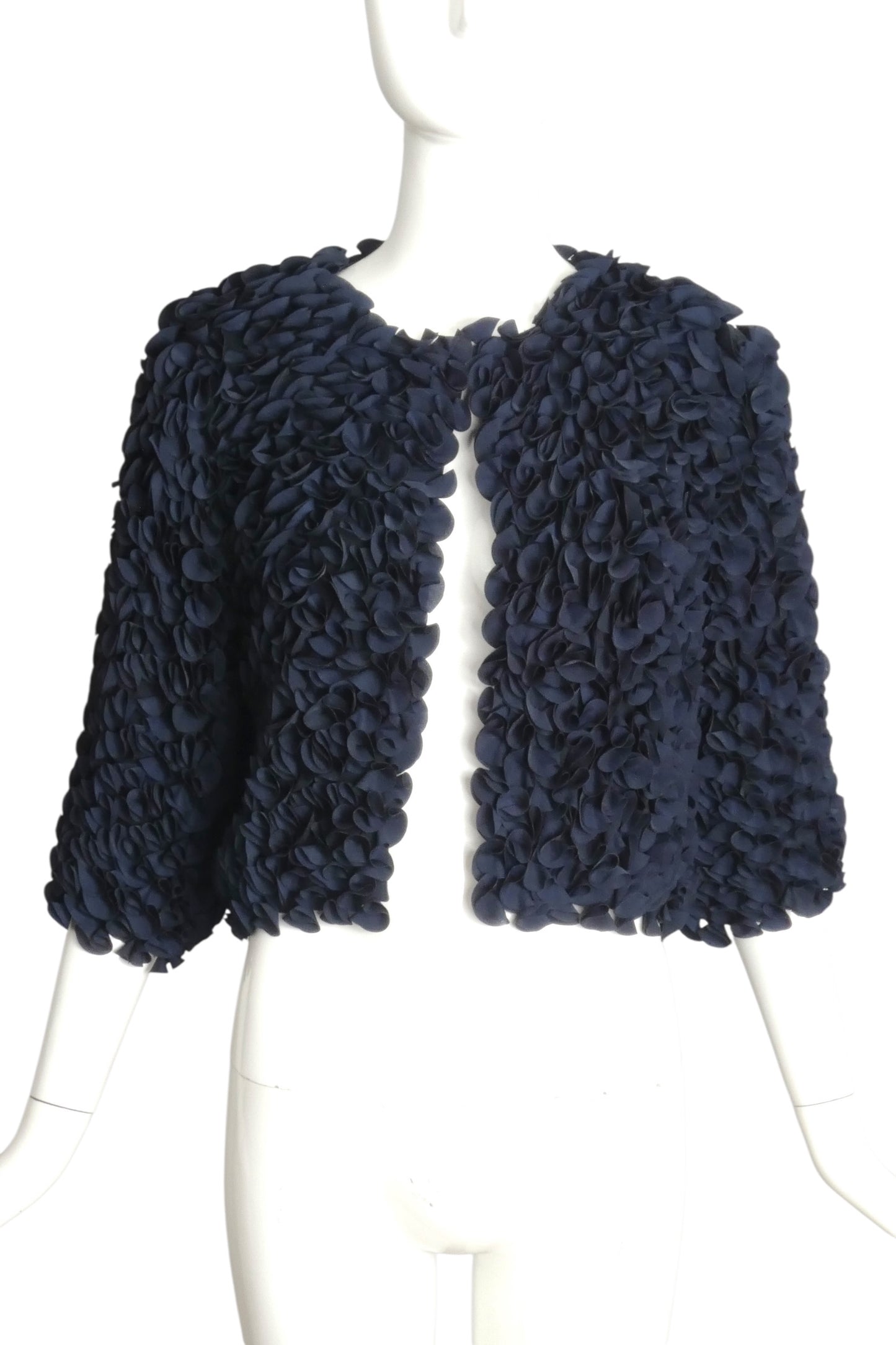 TEMPERLEY- NWT 2014Navy Silk Petal Jacket, Size 6