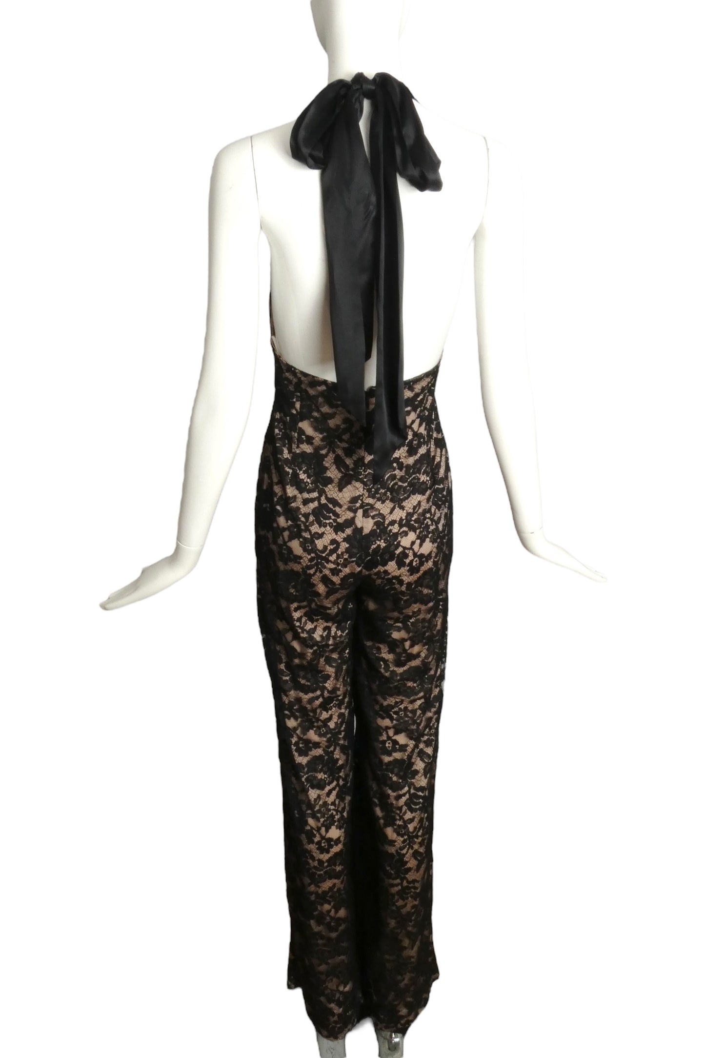 TEMPERLEY LONDON- NWT 2015 Black Lace Halter Jumpsuit, Size 6