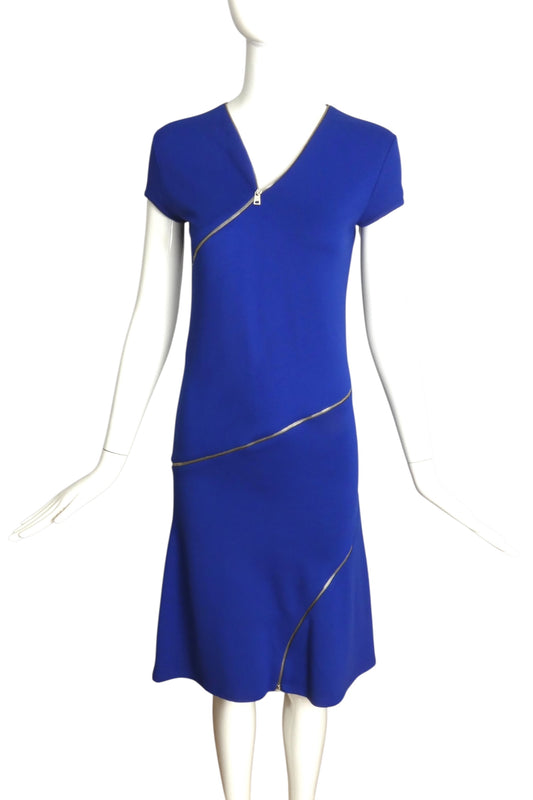 MCQ MCQUEEN- NWT 2011 Blue Knit Zipper Dress, Size 6
