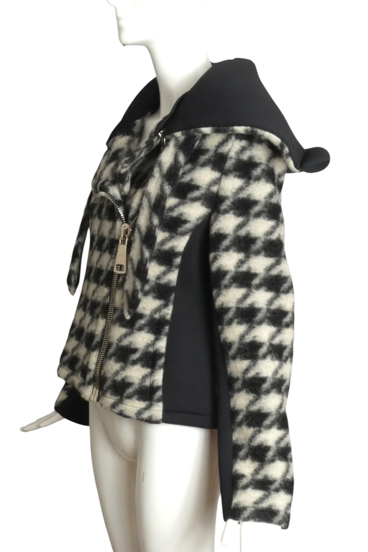 JC de CASTELBAJAC- NWT 2013 Houndstooth Fleece Moto Jacket, Size 14