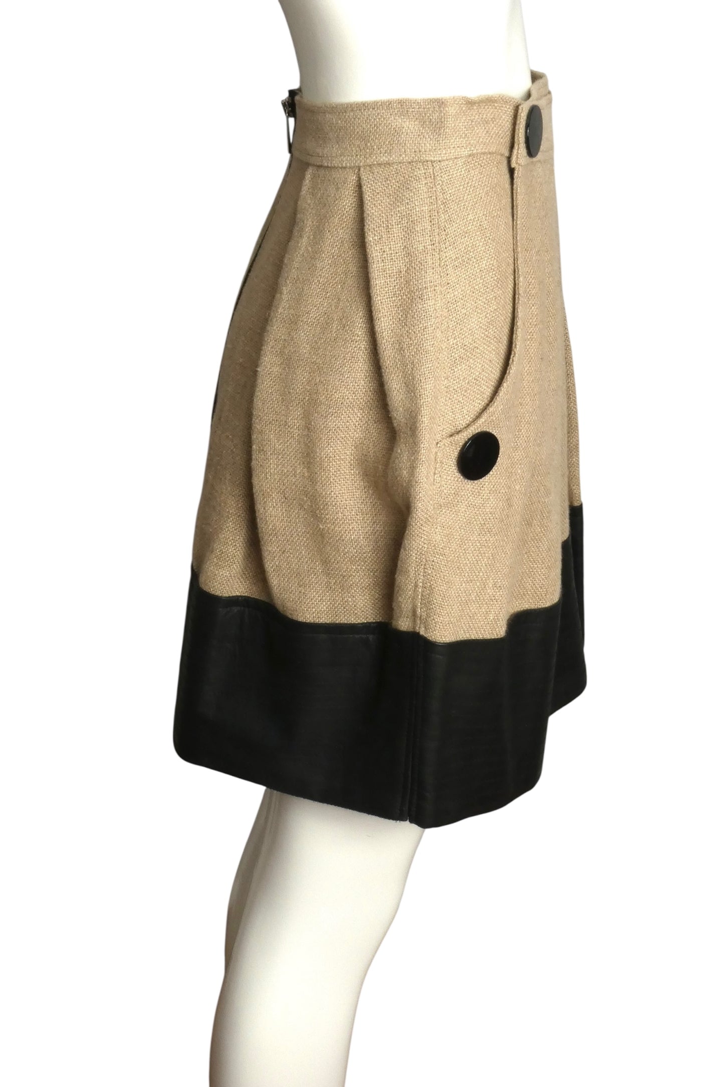 JC de CASTELBAJAC- NWT Linen & Leather Skirt, Size 6