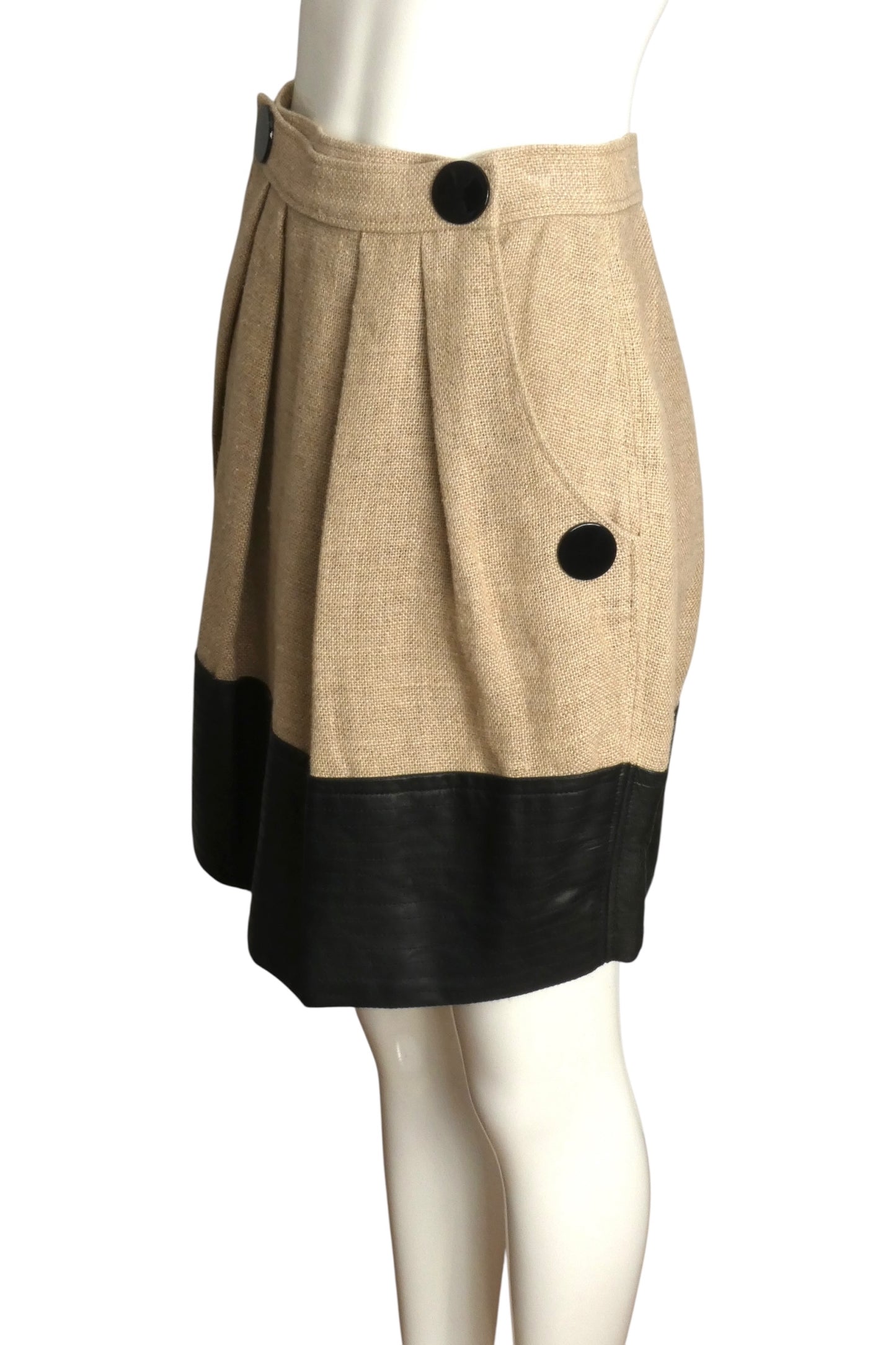 JC de CASTELBAJAC- NWT Linen & Leather Skirt, Size 6