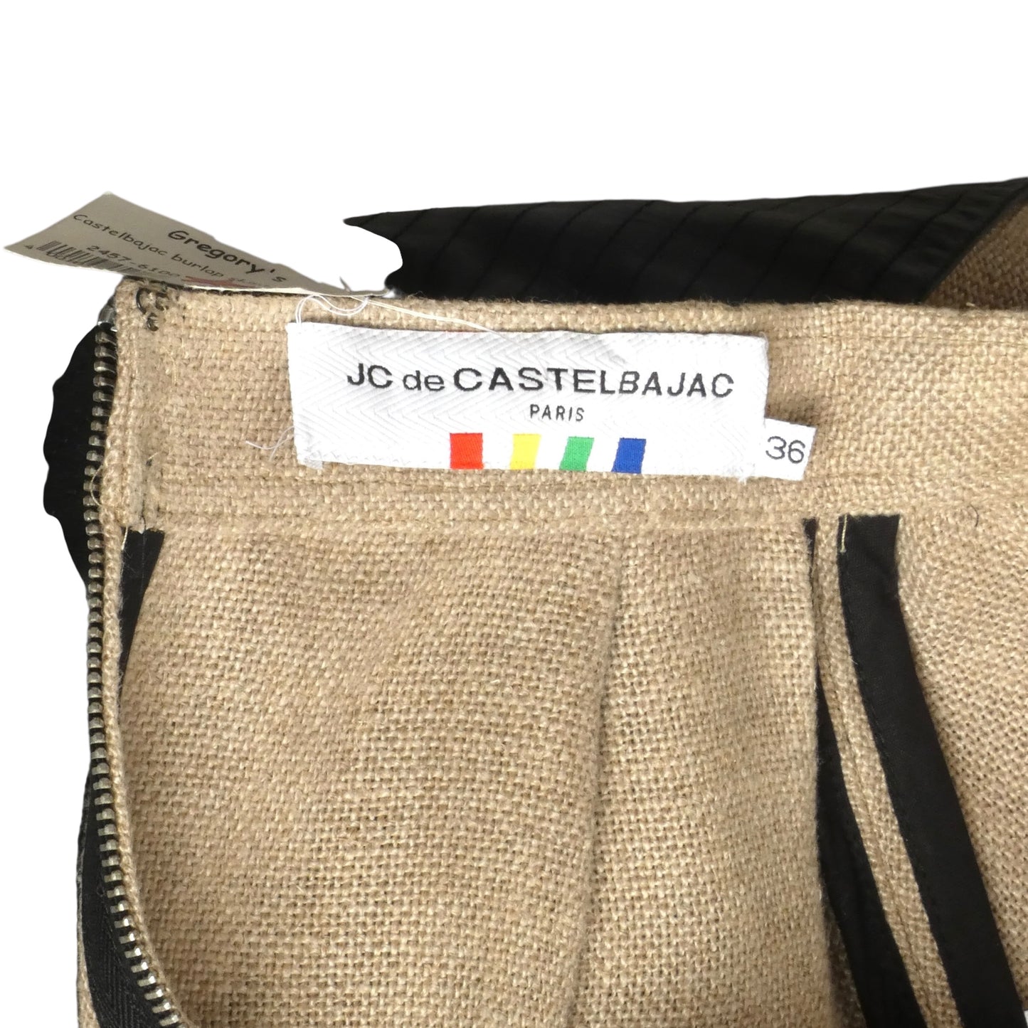JC de CASTELBAJAC- NWT Linen & Leather Skirt, Size 6