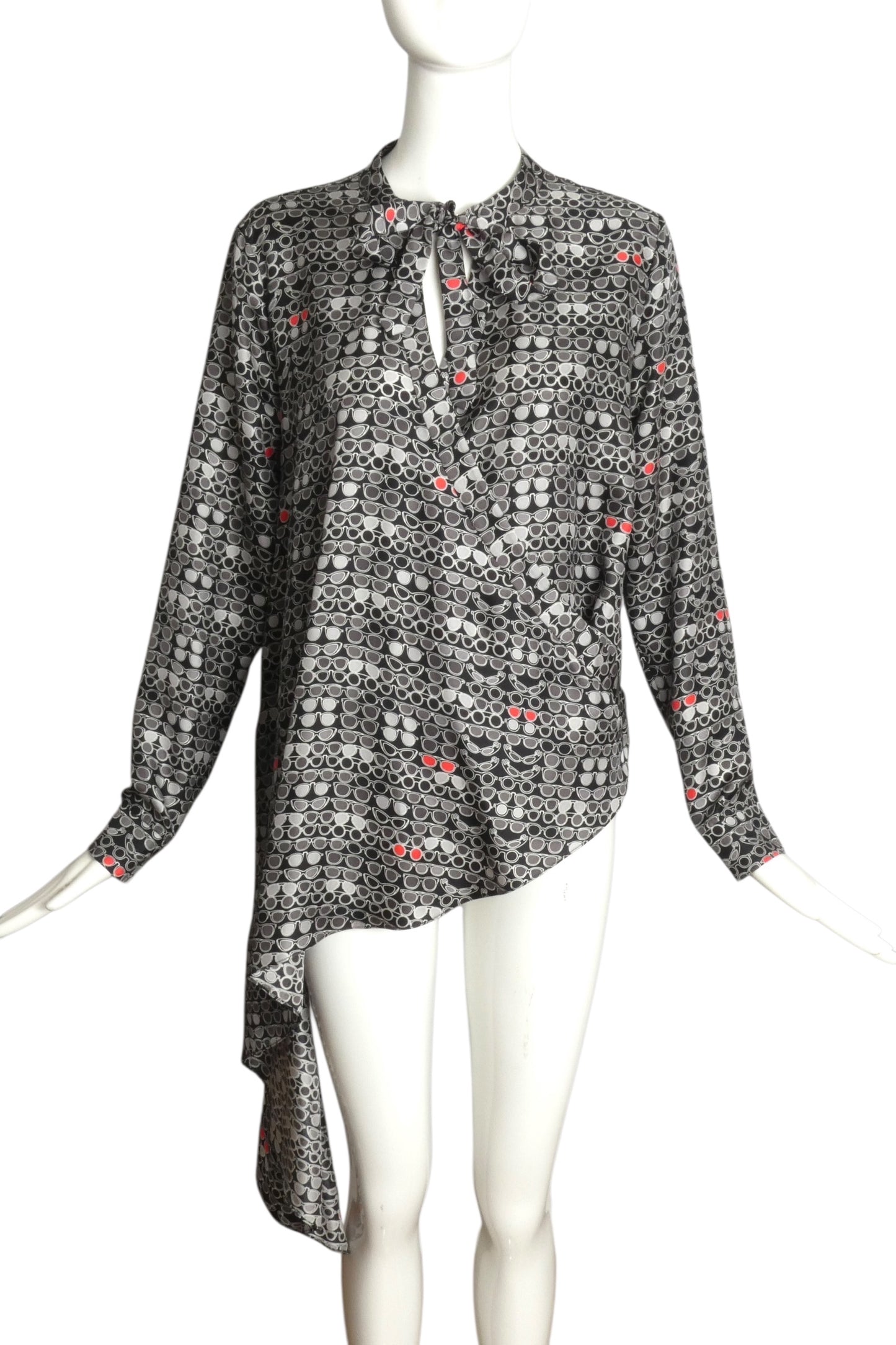 THOMAS WYLDE- NWT Sunglass Print Silk Blouse, Size Medium