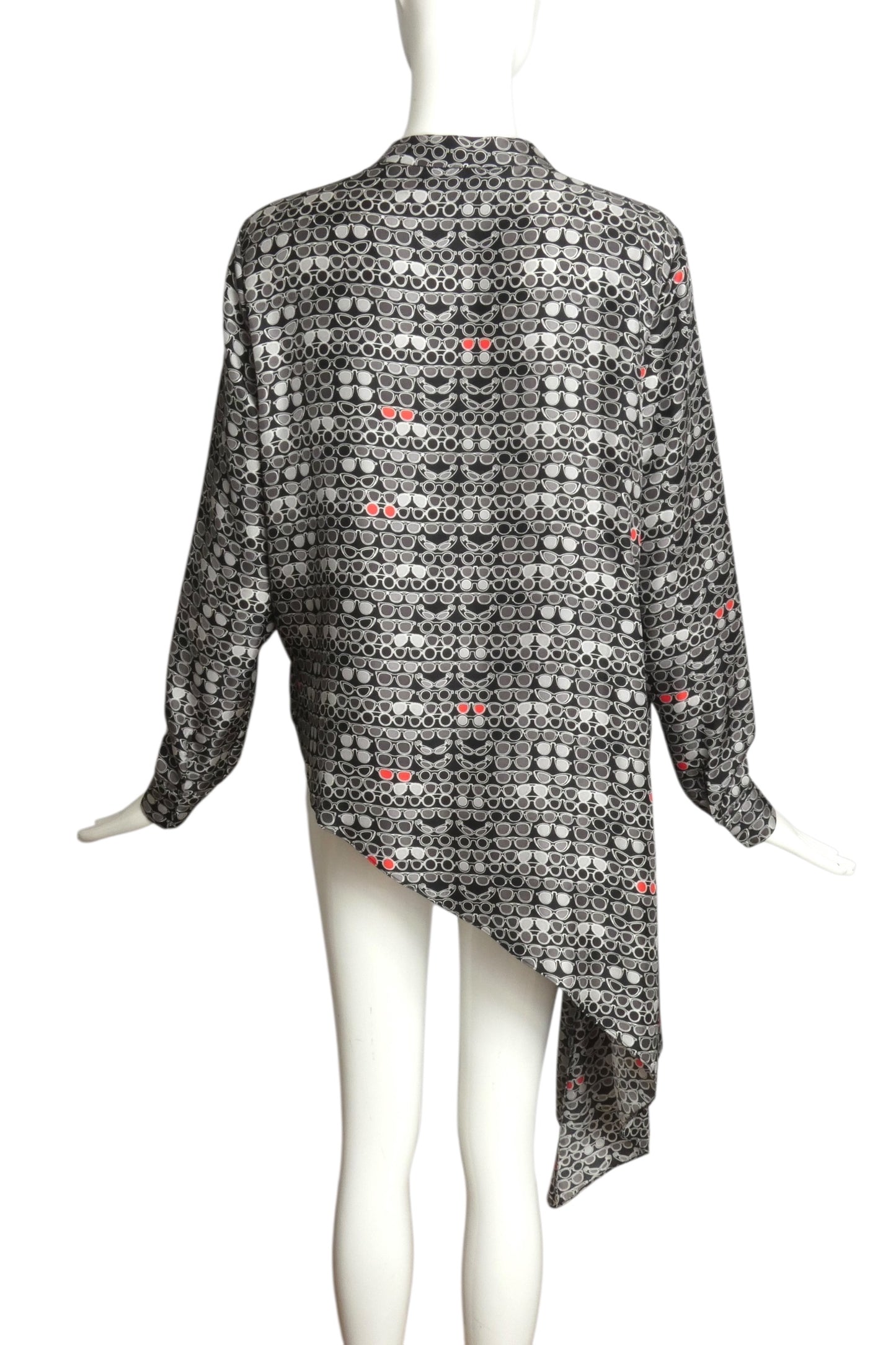 THOMAS WYLDE- NWT Sunglass Print Silk Blouse, Size Medium