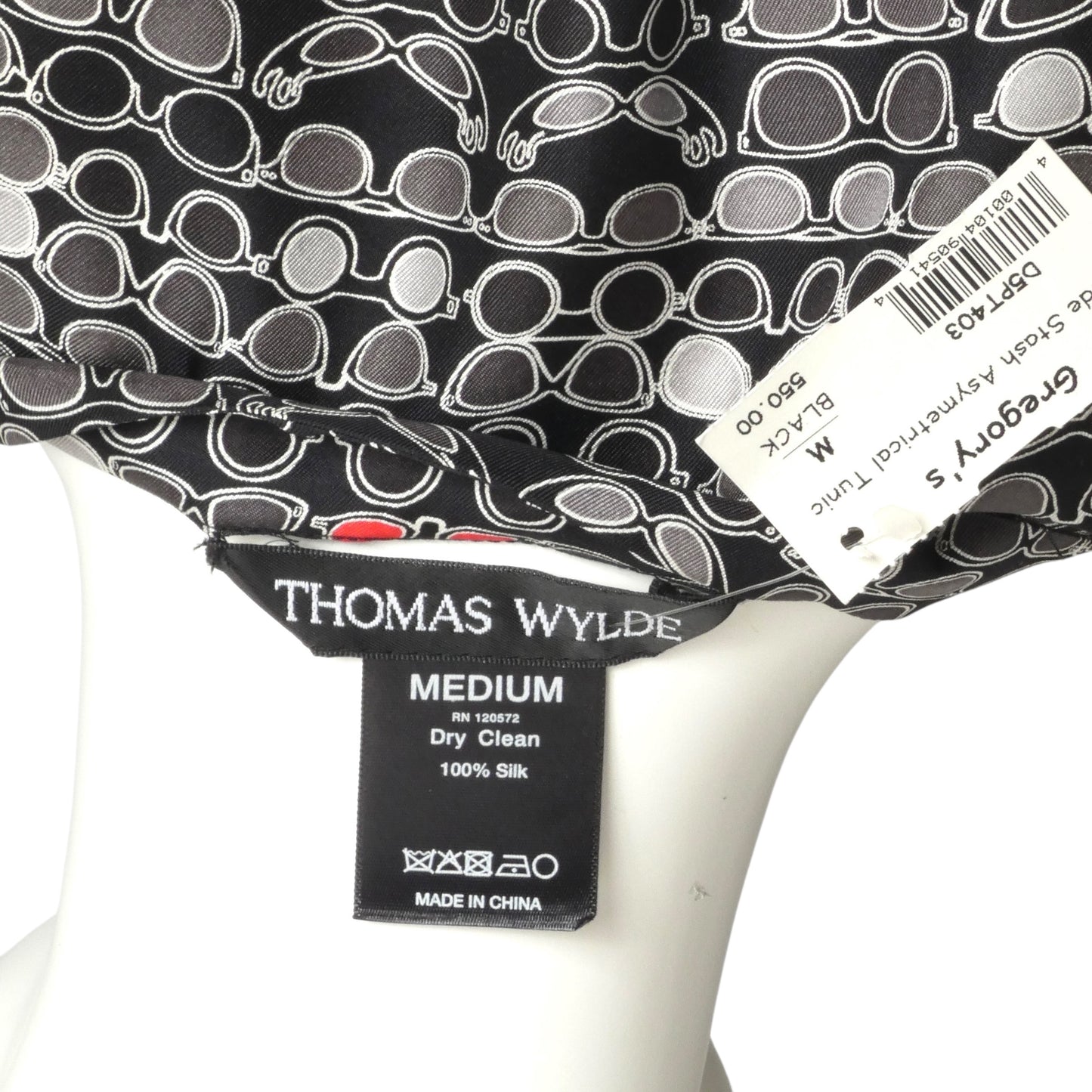 THOMAS WYLDE- NWT Sunglass Print Silk Blouse, Size Medium