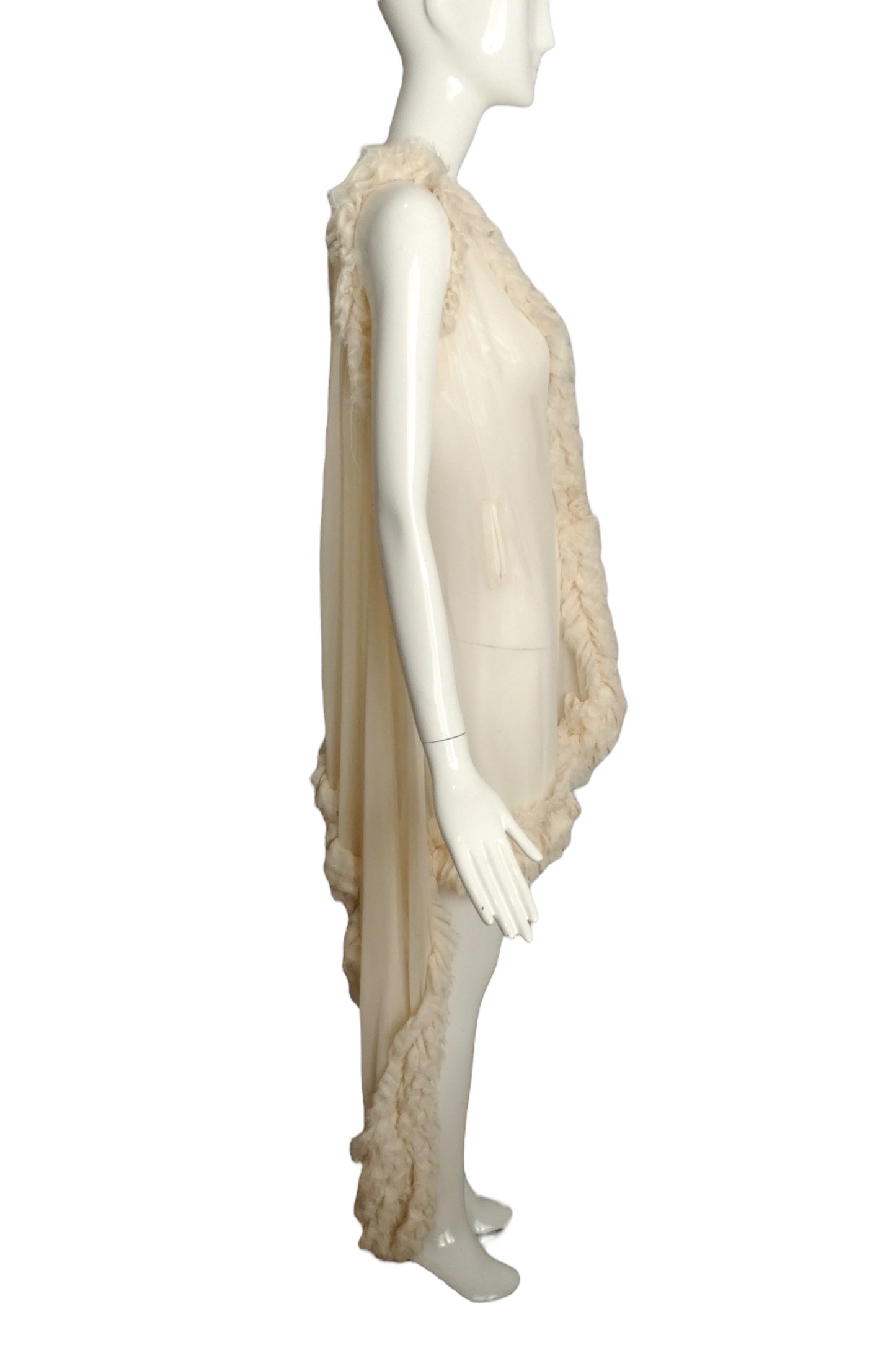 THOMAS WYLDE- NWT Ivory Fringed Ruffle Chiffon Vest, Size Small