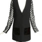 DAVID KOMA- NWT 2015 Black Crepe & Lace Coat, Size 6