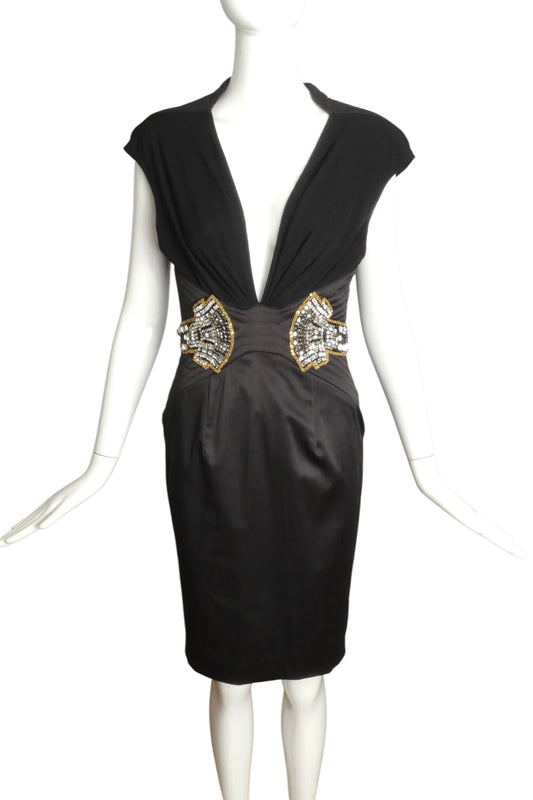 MANDALAY-NWT Black Jeweled Cocktail Dress, Size 6