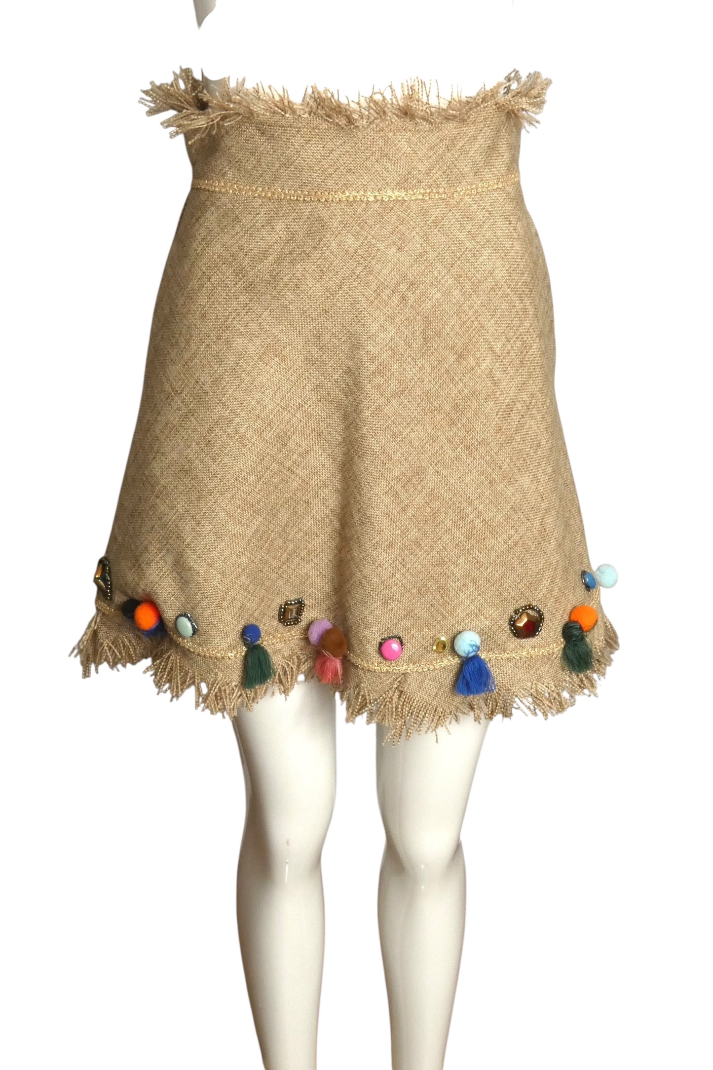 AMUSE- NWT Embellished Fringe Linen Ensemble, Size Small