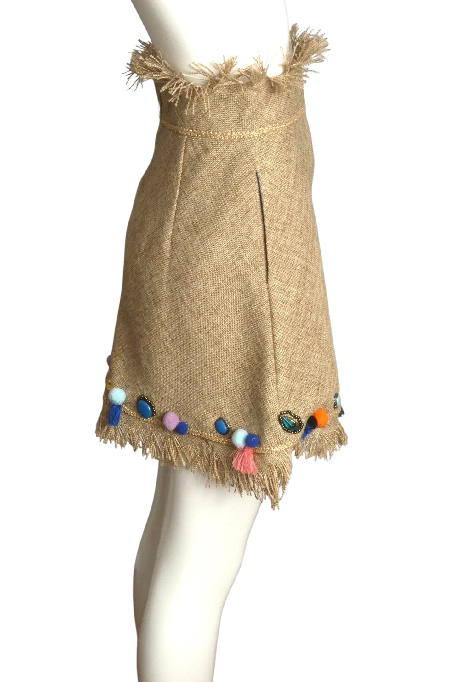 AMUSE- NWT Embellished Fringe Linen Ensemble, Size Small
