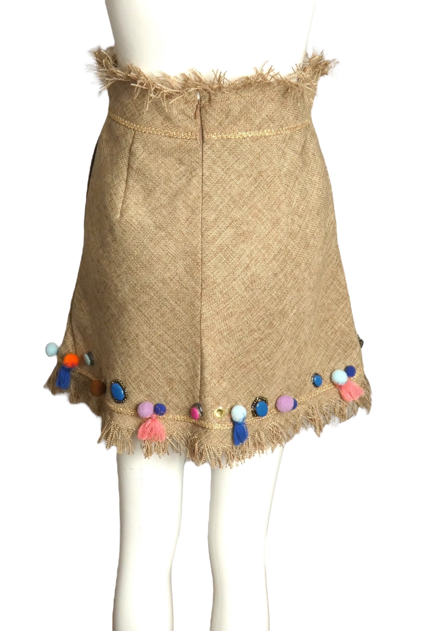 AMUSE- NWT Embellished Fringe Linen Ensemble, Size Small