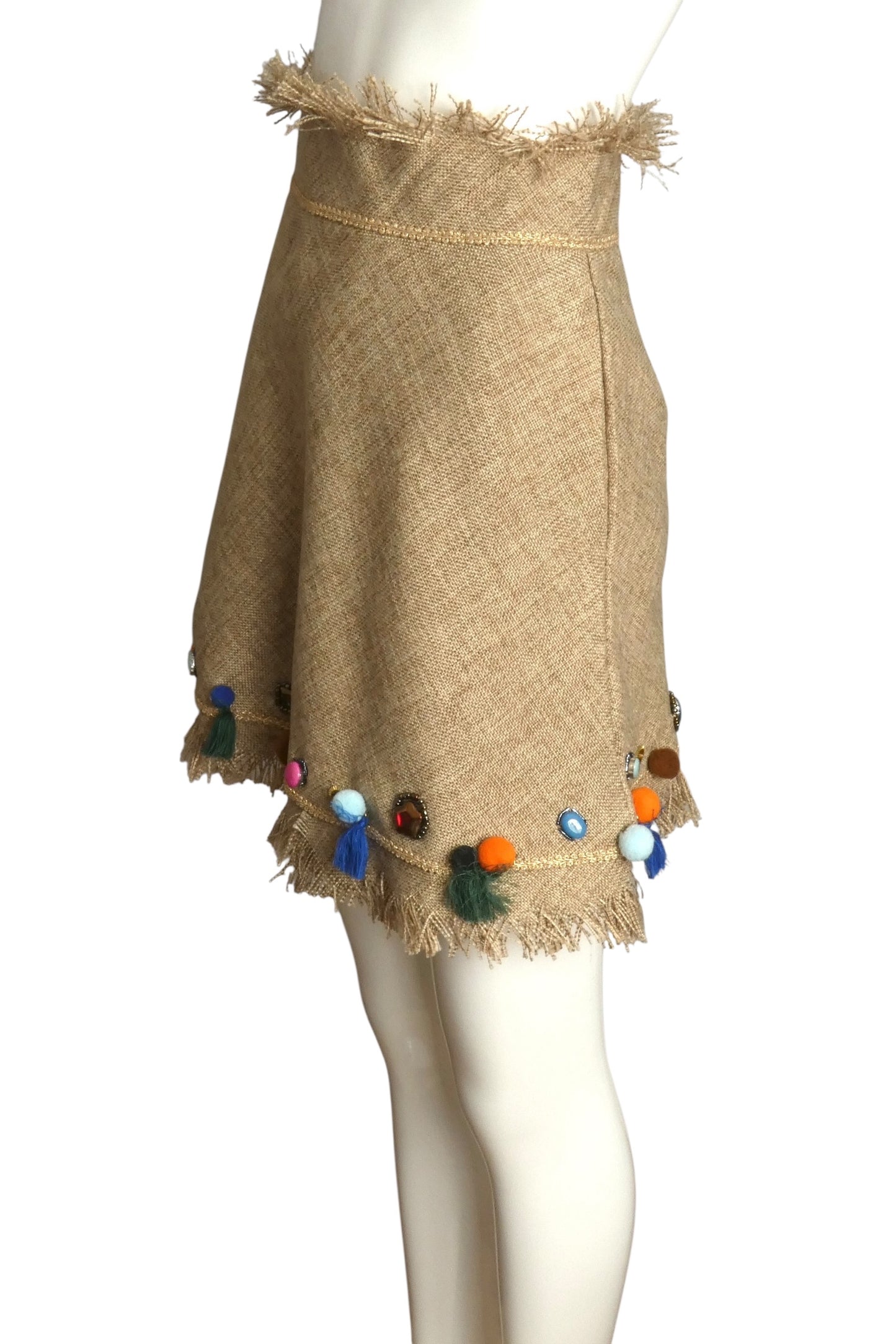 AMUSE- NWT Embellished Fringe Linen Ensemble, Size Small