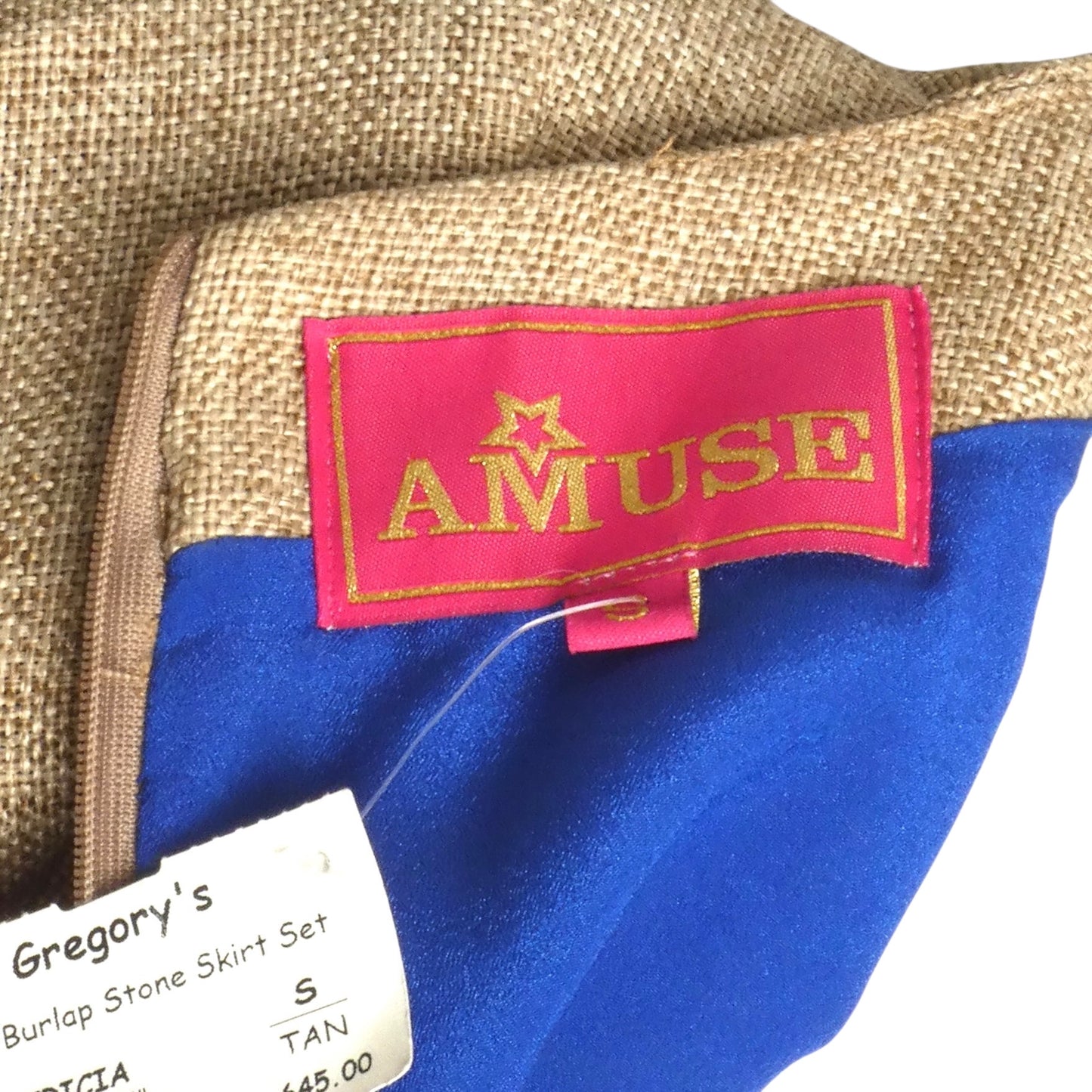 AMUSE- NWT Embellished Fringe Linen Ensemble, Size Small