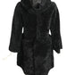 DROME- Black Shearling Hooded Coat, Size Small