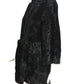 DROME- Black Shearling Hooded Coat, Size Small