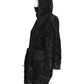 DROME- Black Shearling Hooded Coat, Size Small