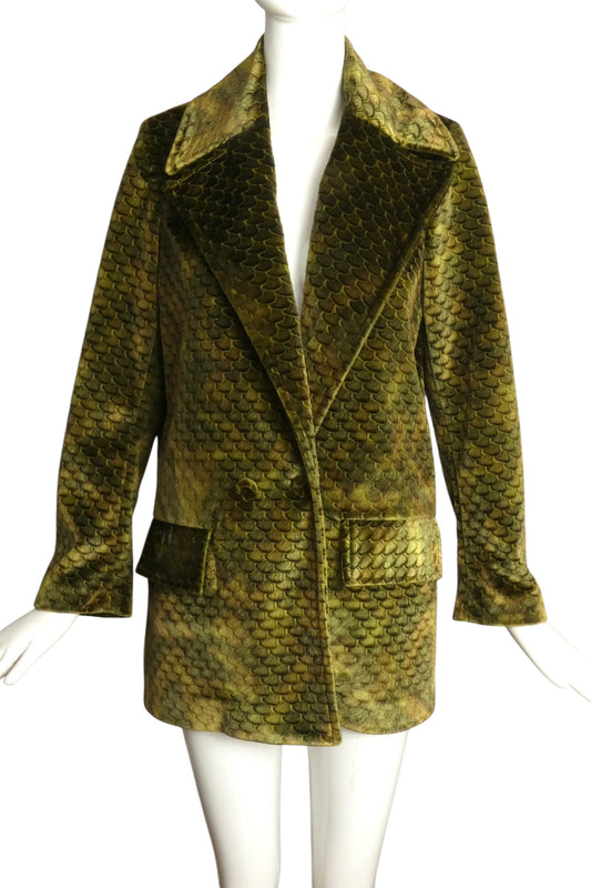 ULTRACHIC- NWT Green Printed Velvet Coat, Size 10