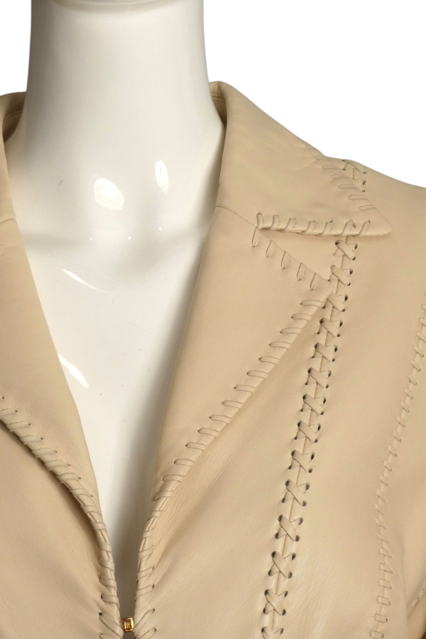 ESCADA- Ivory Leather Blazer, Size 8