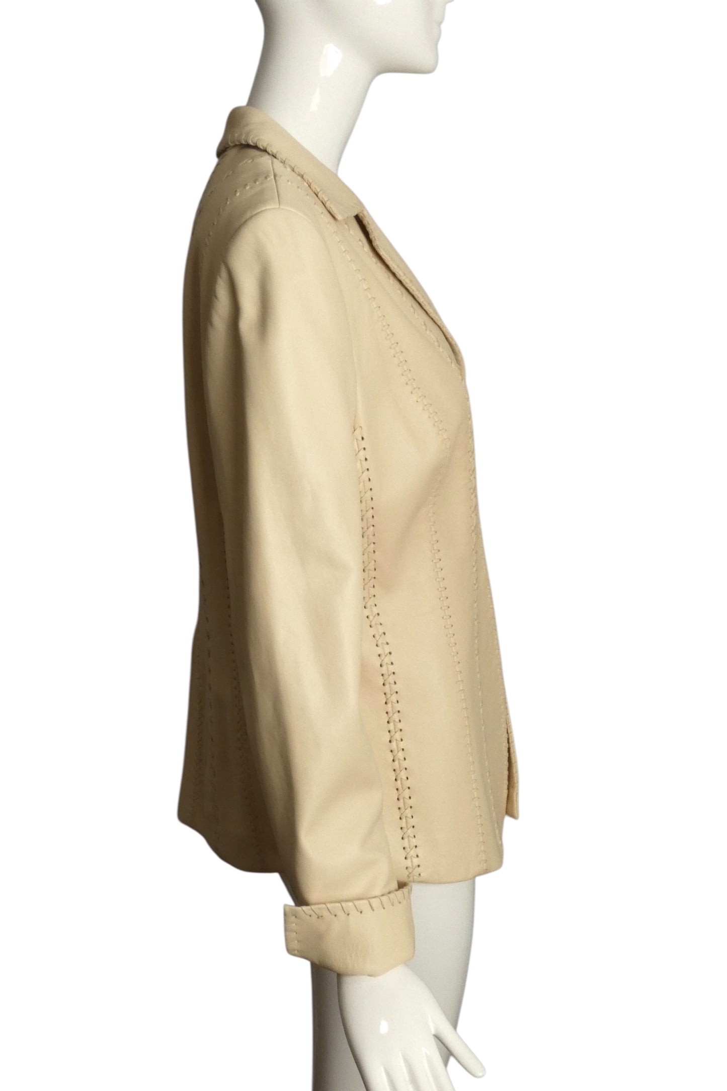 ESCADA- Ivory Leather Blazer, Size 8