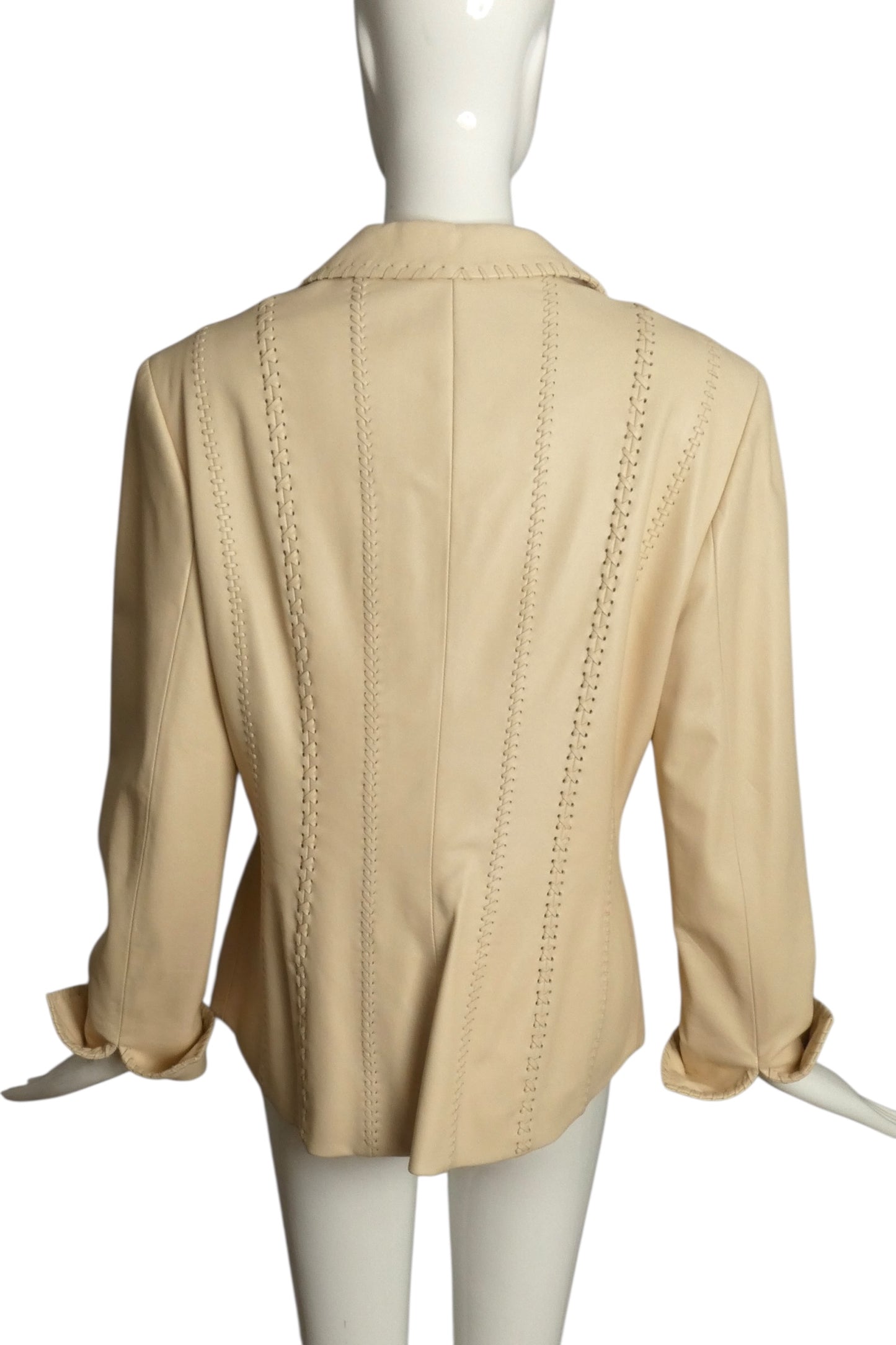 ESCADA- Ivory Leather Blazer, Size 8
