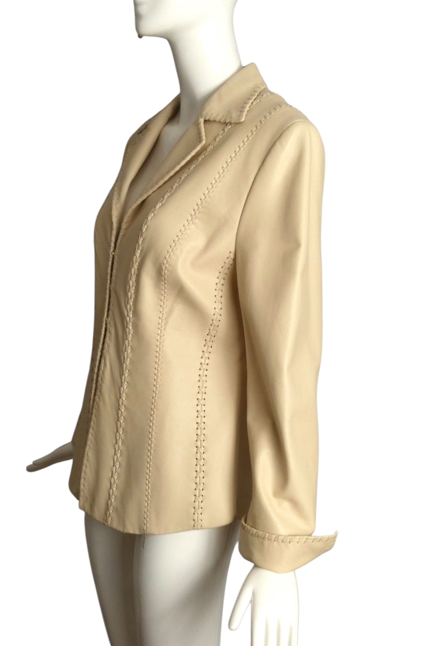 ESCADA- Ivory Leather Blazer, Size 8