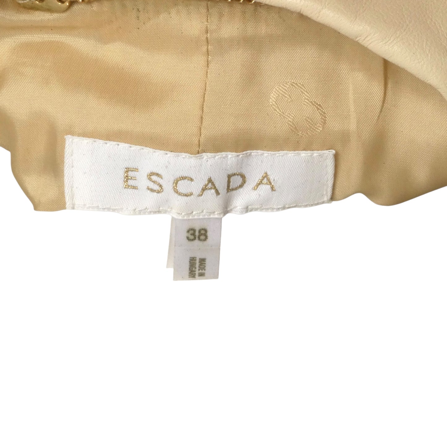 ESCADA- Ivory Leather Blazer, Size 8