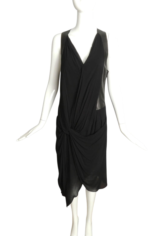 HELMUT LANG- NWT Black Jersey Knit & Leather Dress, Size 8