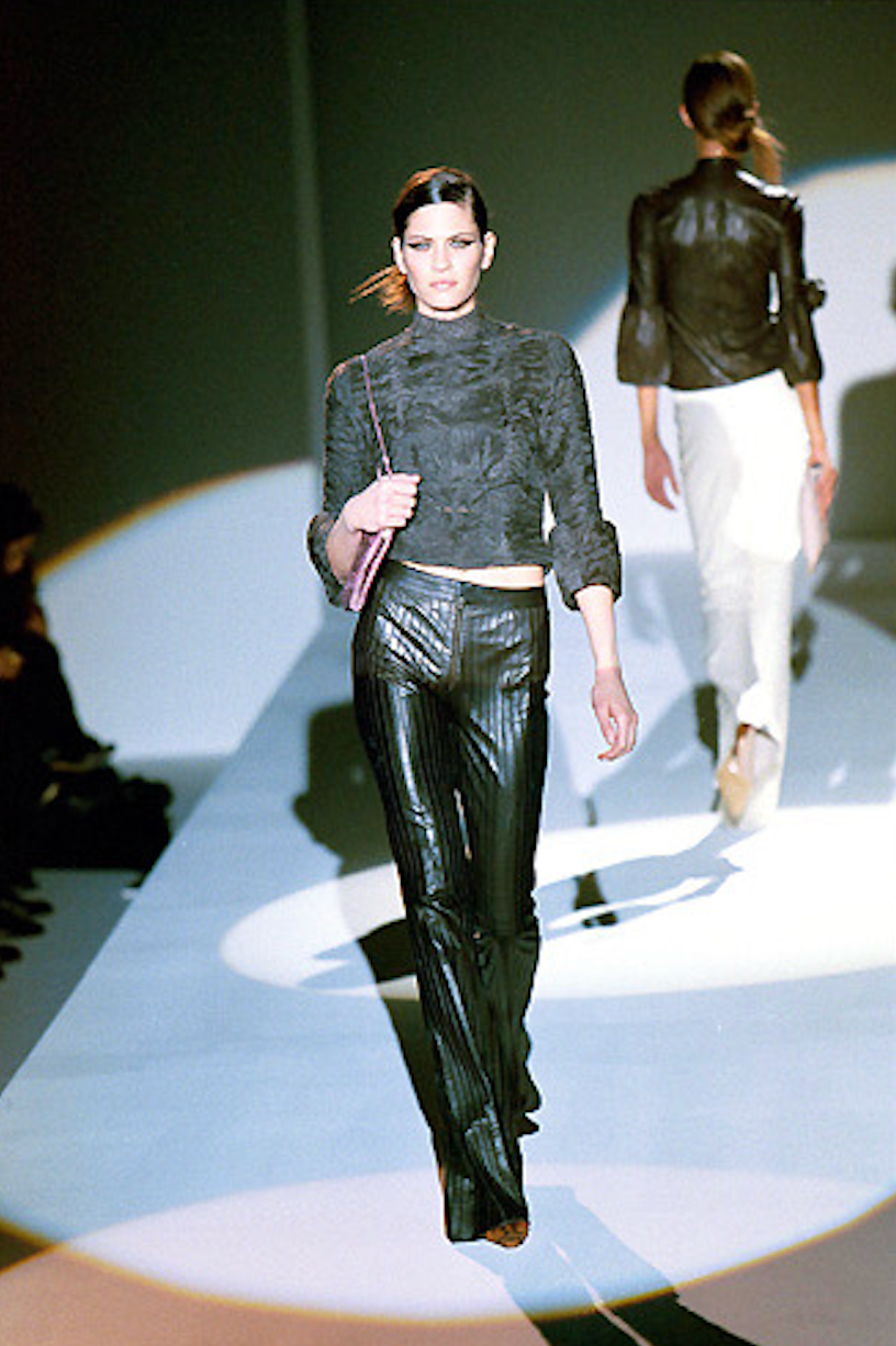 GUCCI- 1999 Black Quilted Leather Pants, Size 2