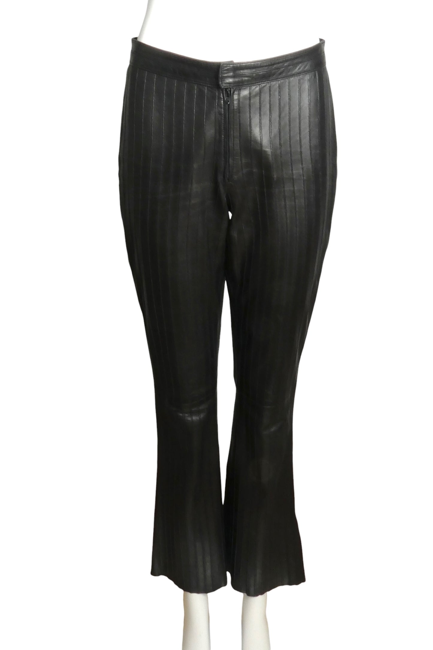 GUCCI- 1999 Black Quilted Leather Pants, Size 2