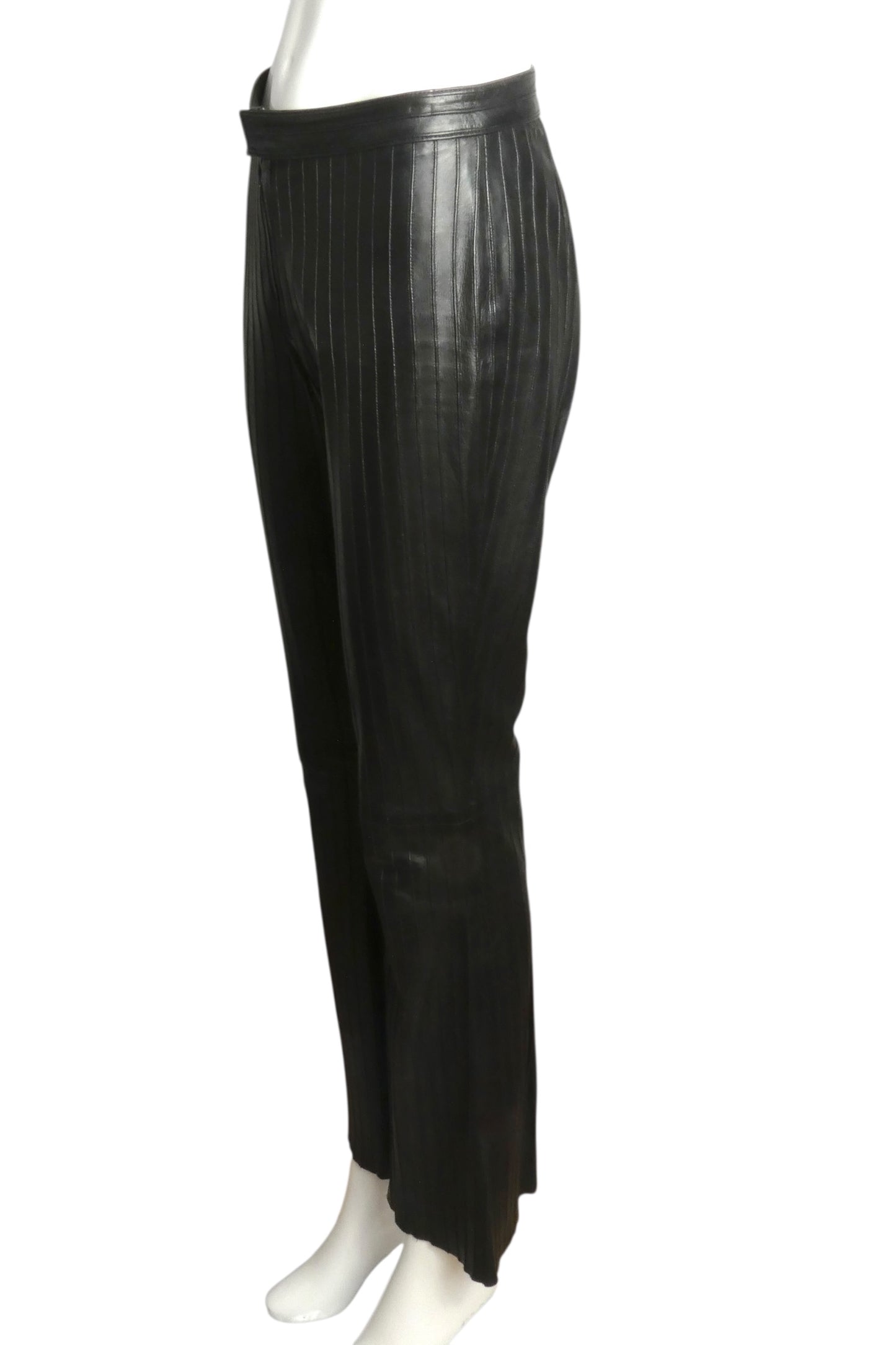 GUCCI- 1999 Black Quilted Leather Pants, Size 2