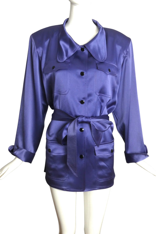 PIERRE CARDIN (HAUTE COUTURE)-2004 Voilet Crepe Back Satin Jacket, Size-10