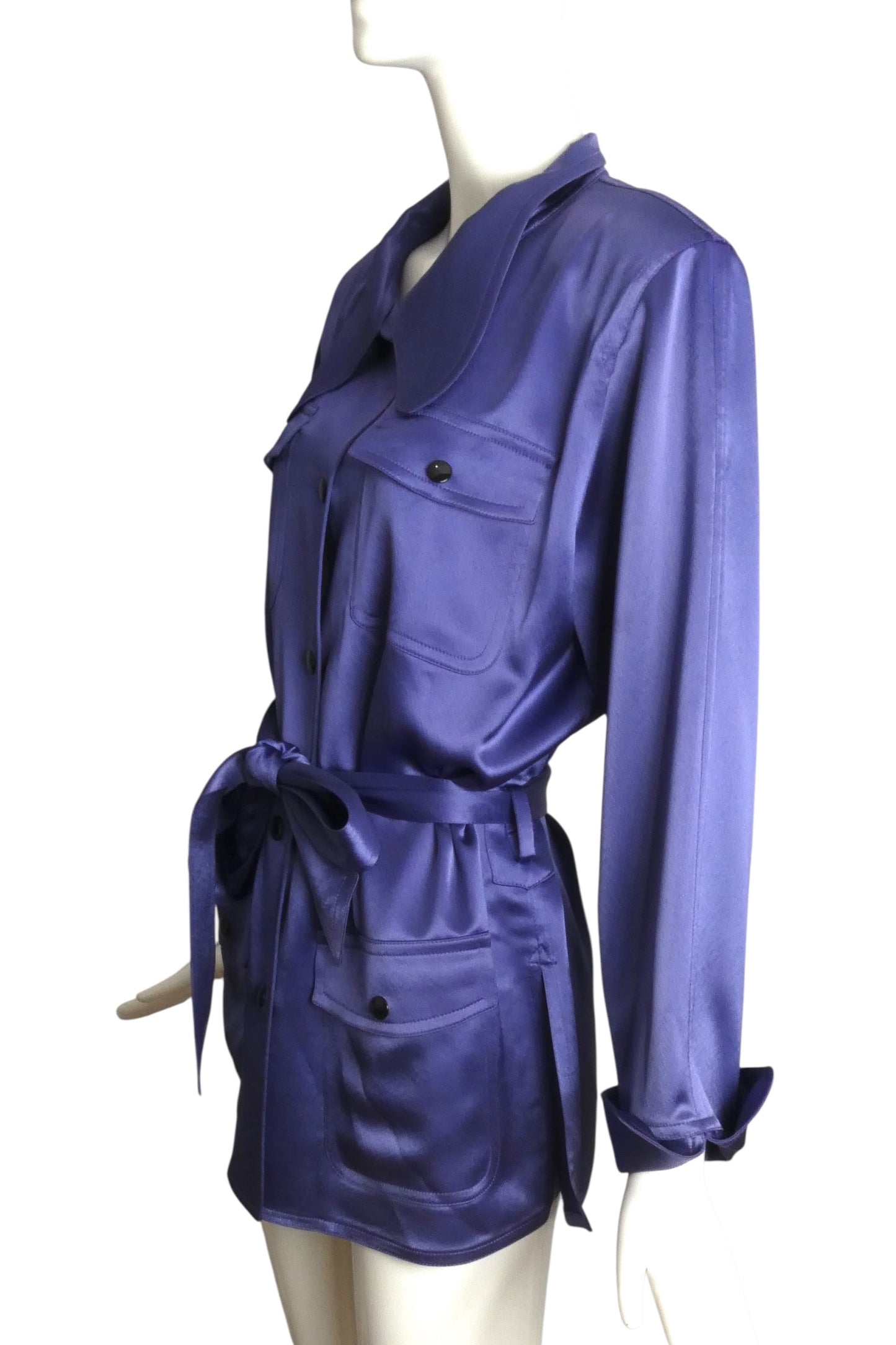 PIERRE CARDIN (HAUTE COUTURE)-2004 Voilet Crepe Back Satin Jacket, Size-10