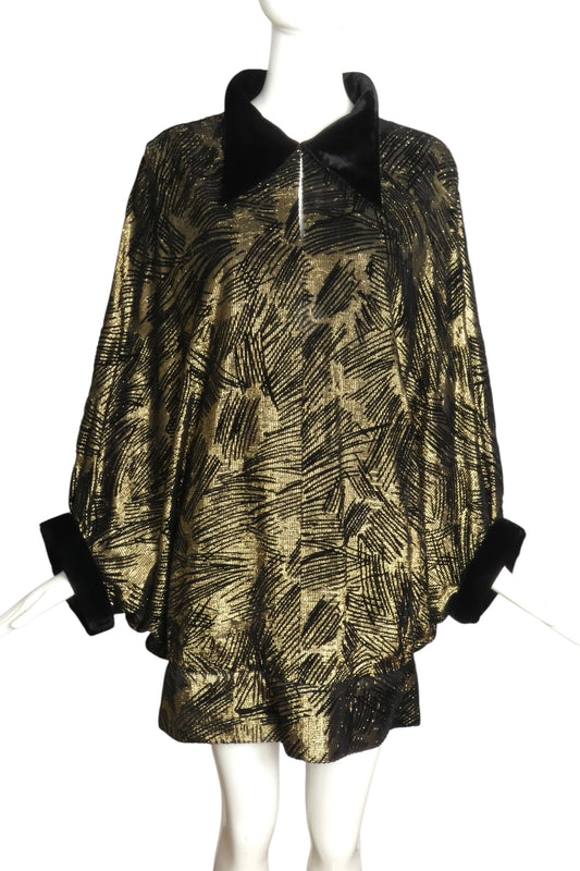 PIERRE CARDIN (HAUTE COUTURE)-2005 Lamé & Velvet Cocoon Dress, Size-8